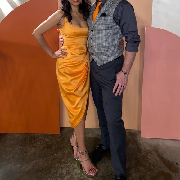 SOLD!! House of CB Bianca (Tangerine) pleated Dress - Picture 6 of 6